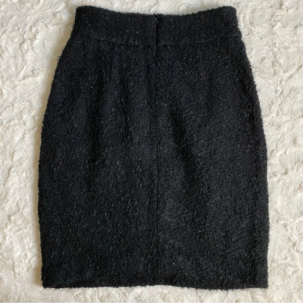 Vintage Donna Karan Women's‎ Midi Pencil Skirt Size 10 Black Wool Mohair Blend